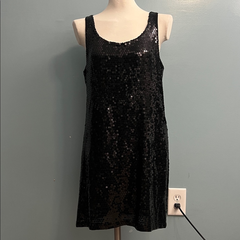 Jonathan Martin Shimmering Black Sequin Top women sz 10